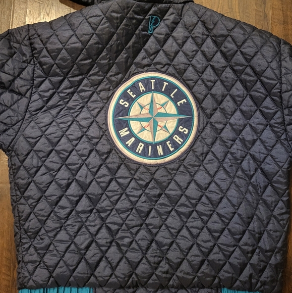Vintage Seattle Mariners Reversible Jacket Size XL Pro Player Quilted - Picture 10 of 11